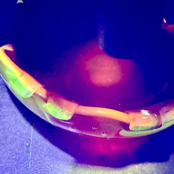 Ruby Red Murano Art Blown Glass Trinket Bowl 4.5” Glows Uv Bullicante Vintage - Picture 16 of 16